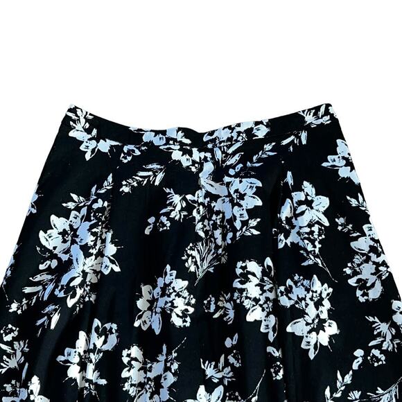 Valerie Stevens Black and White Floral A-Line Pleated Skirt SZ 14 - Picture 4 of 11